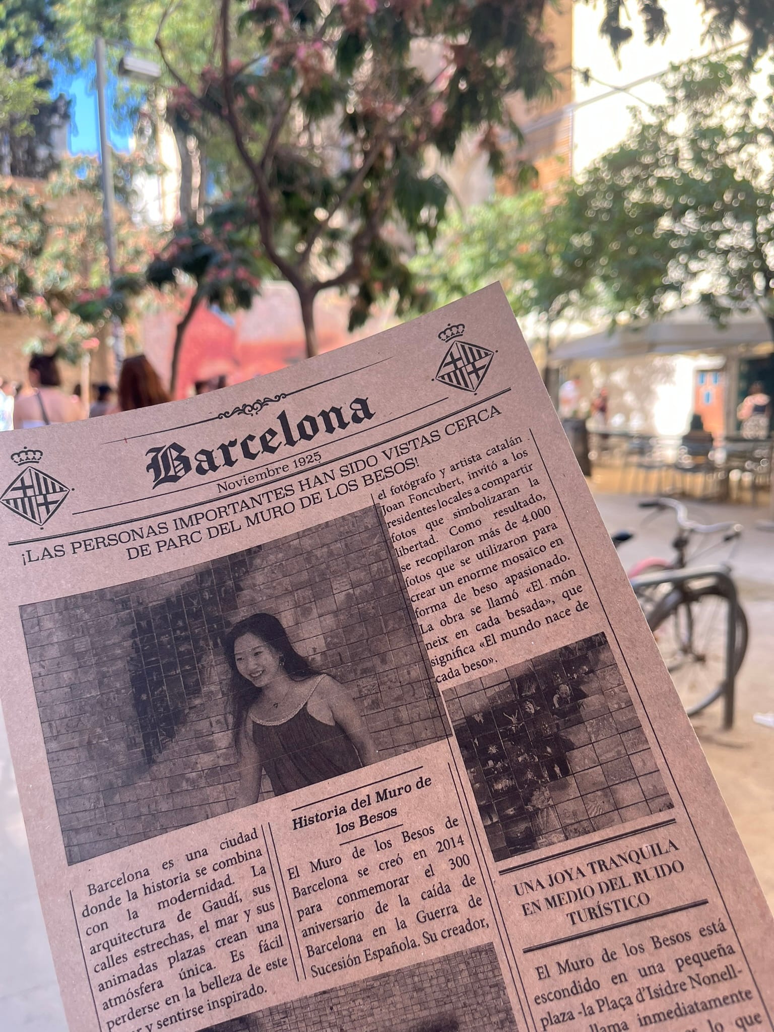 girl smiling in newspaper article